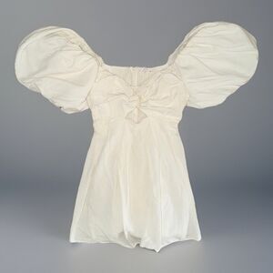 ASTR The Label Serilda Puff Sleeve Mini Dress M White